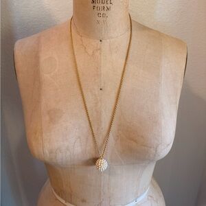 Elegant Gold and Pearl Joan Rivers Long Necklace